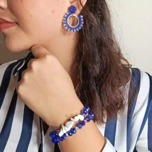 Exclusivo combo Pulseras + Aretes con Murano y Piedras Naturales Blancas