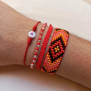 Combo-telar-pulsera-tejida-macrame-mostacilla-naranja-principal