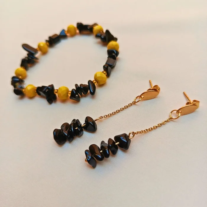 combo-pulsera-arete-murano-pidera-picada-negro-amarillo-principal