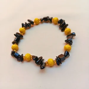 combo-pulsera-arete-murano-pidera-picada-negro-amarillo-pulsera