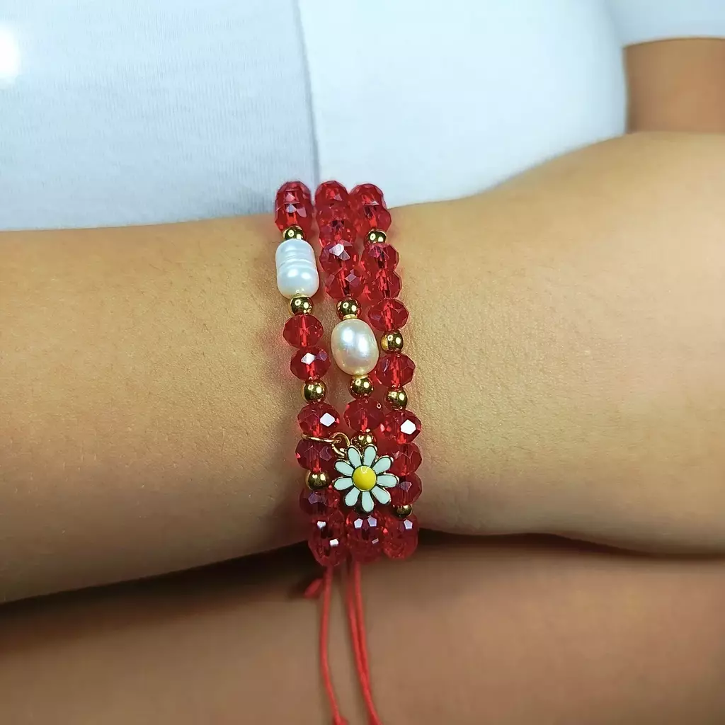 trio_pulseras_murano_hecha_a_mano_con_flor_rojo